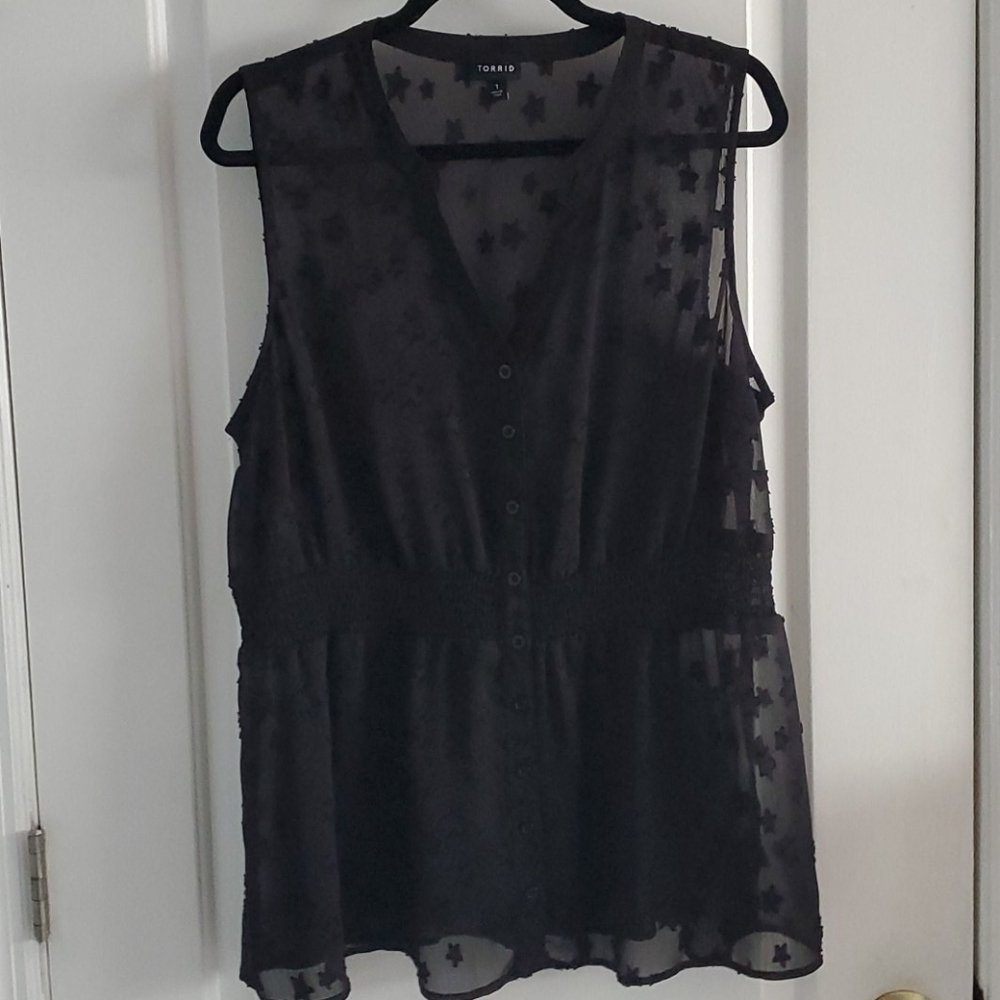 Torrid Sheer Sleeveless Empire Waist Top